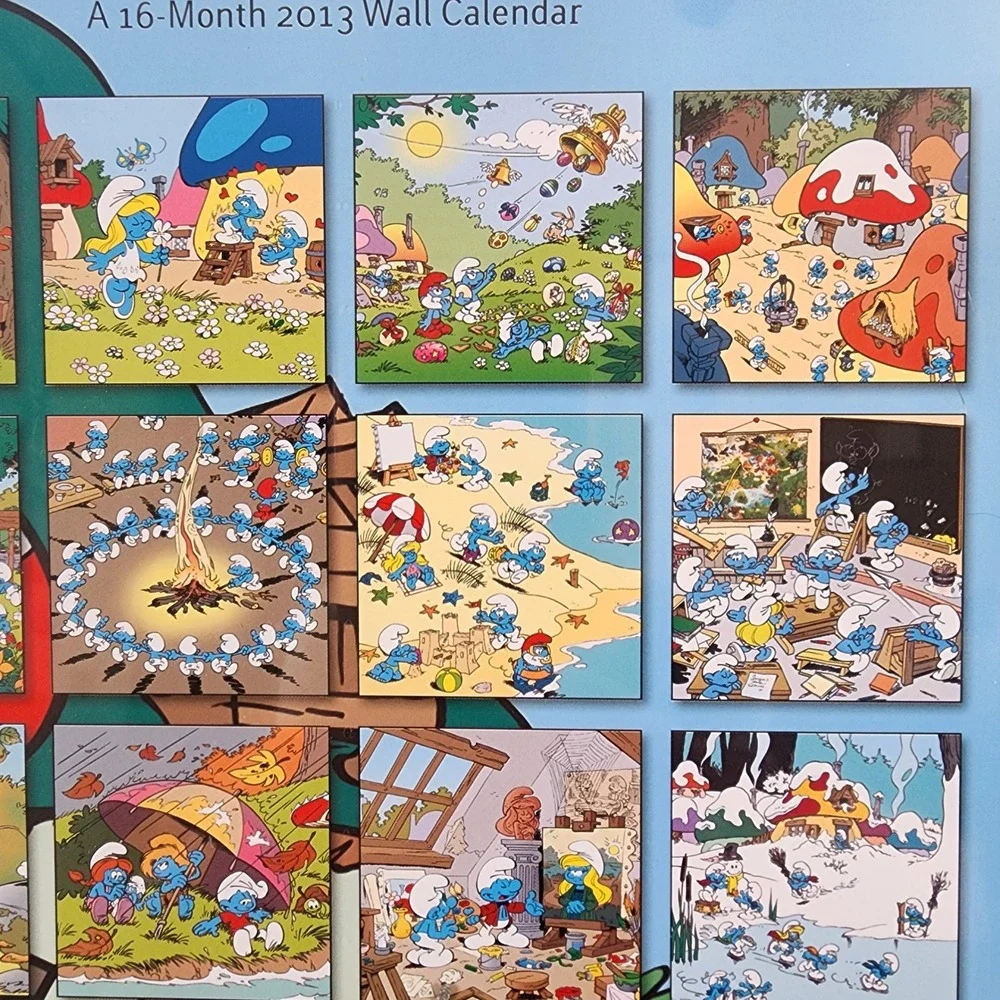 The Smurfs 2013 Wall Calendar 16 Month DateWorks Trends International Sealed